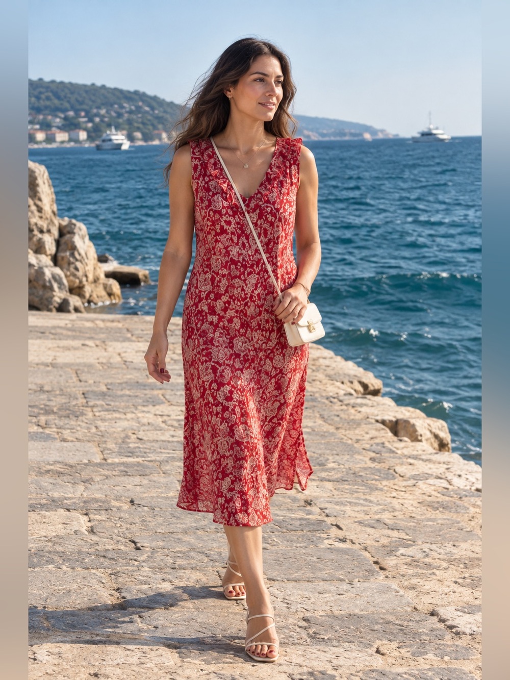 INC 16W 100% Silk Red Floral Midi Dress